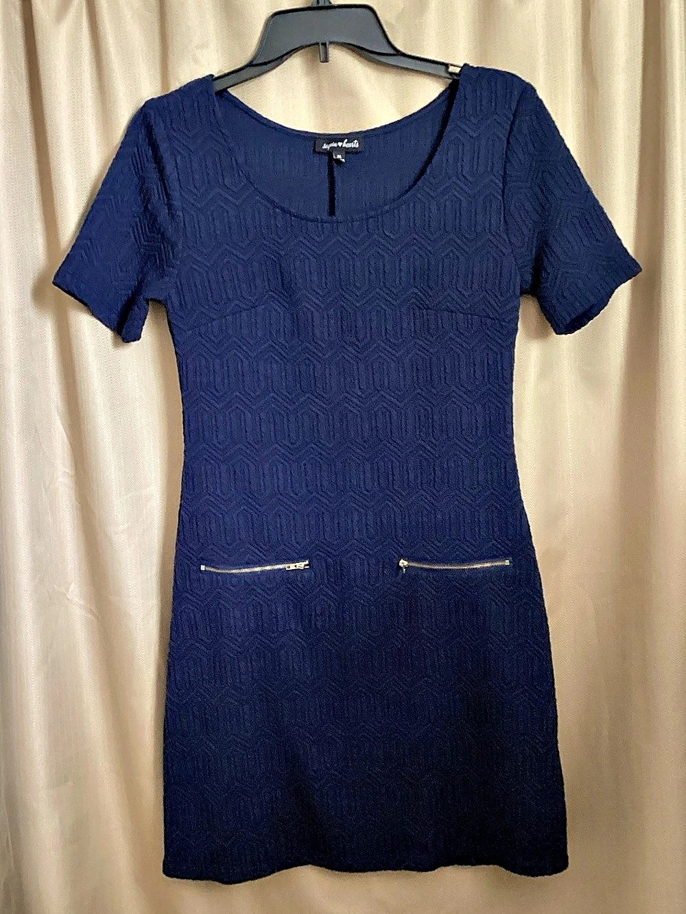 Seguin Hearts Geometric Mini Dress in Blue Size Medium
